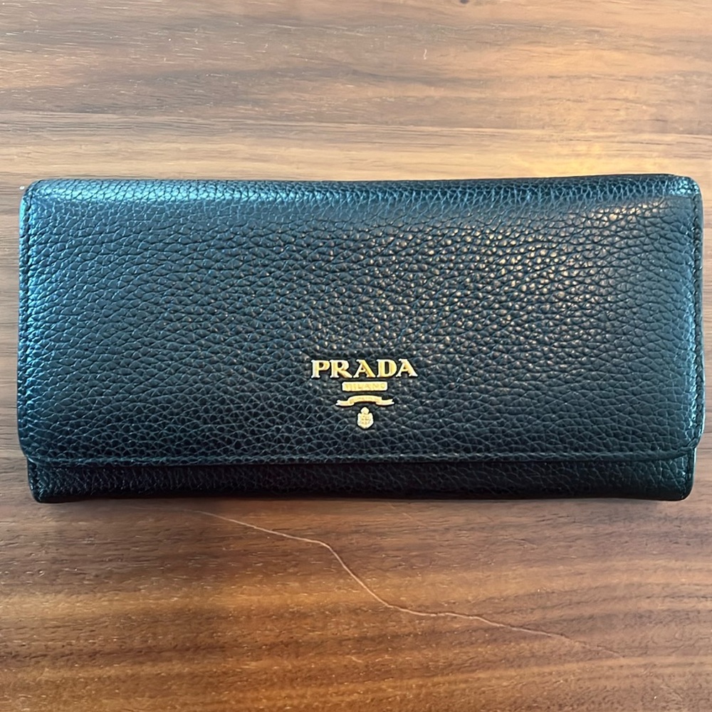 Rare Prada Continental Fold Wallet with Red Interior in Great Condition